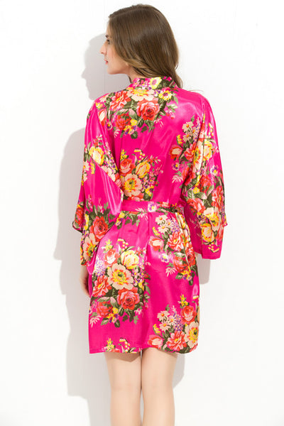 Rose Floral Bridesmaid Robes Kimono